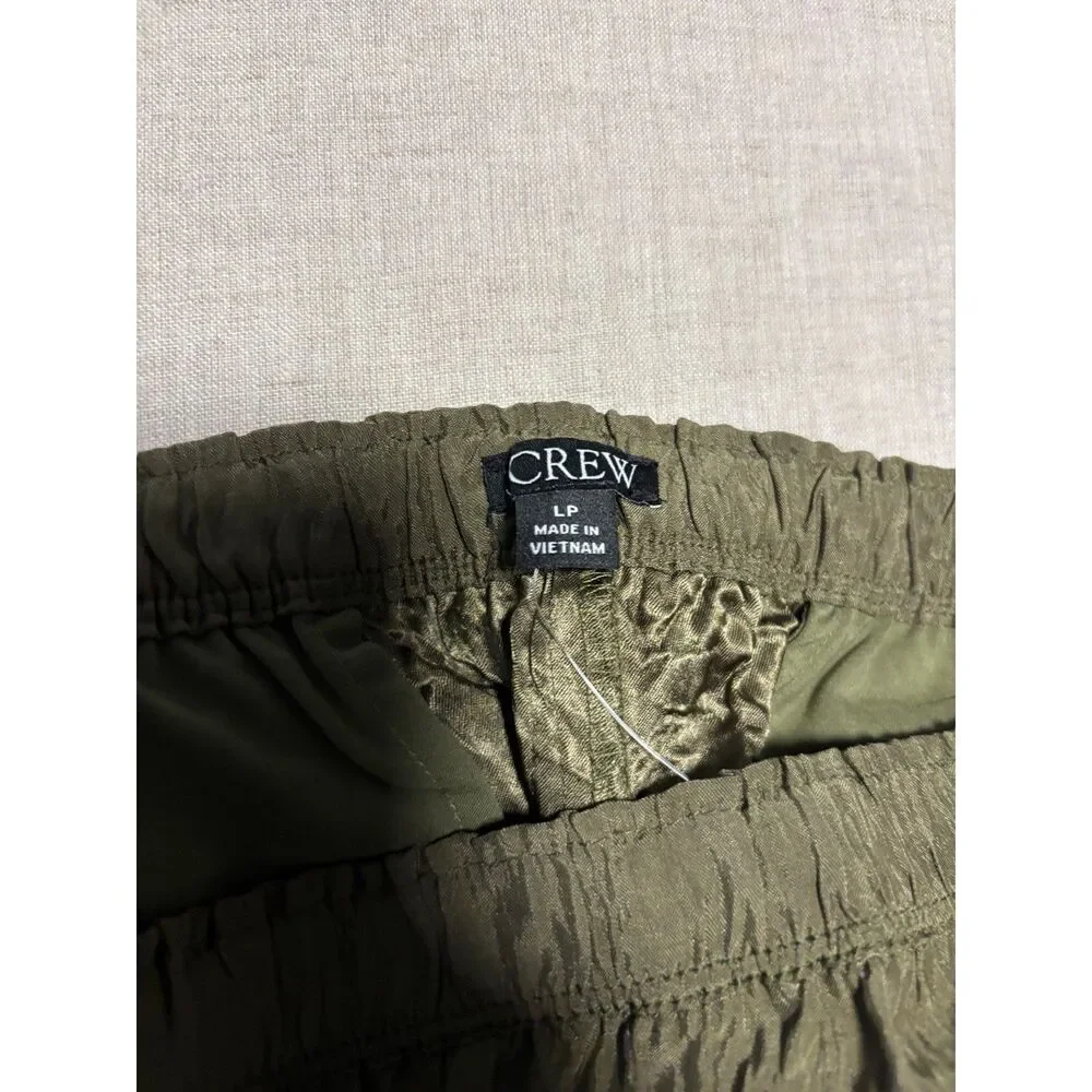 J. Crew Stratus Pant in Textured Satin Womens Size Large Petite Green NEW